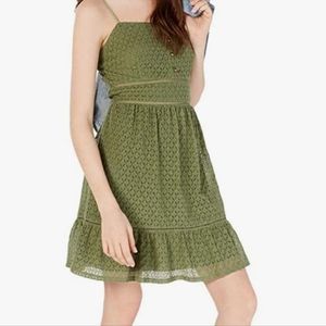 Womens Green Eyelet sleeveless Sundress